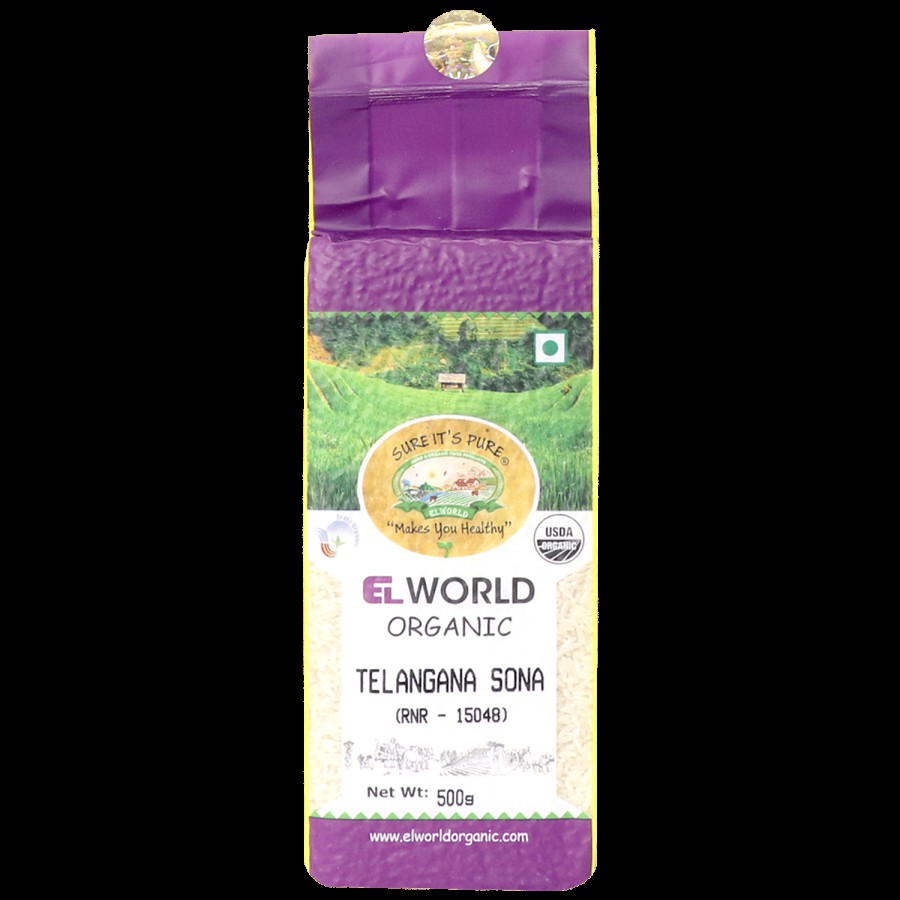 Elworld Organic Telangana Sona Rice - Rich In Dietary Fibre