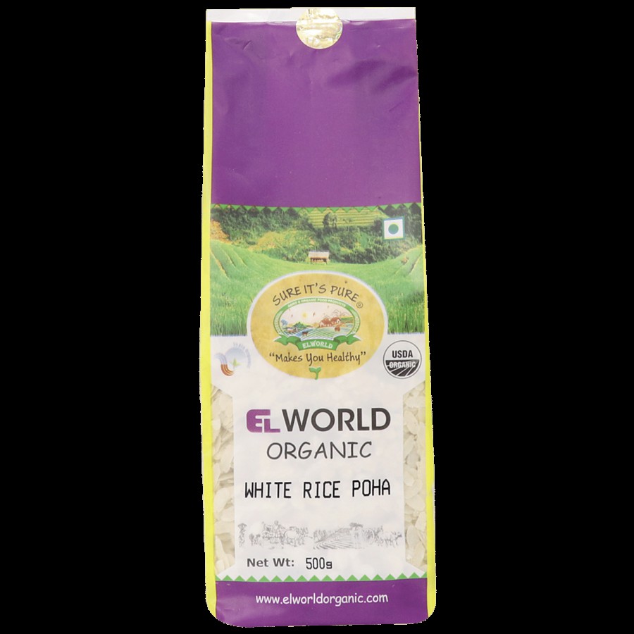 Elworld Organic White Rice Poha - Wholesome