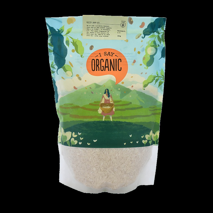 I Say Organic White Basmati Rice/Chawal - High In Fibre