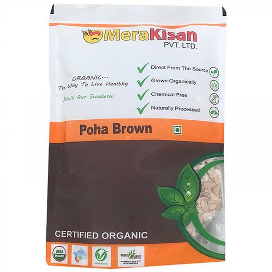 MeraKisan Organic Poha Brown/Brown Beaten Rice