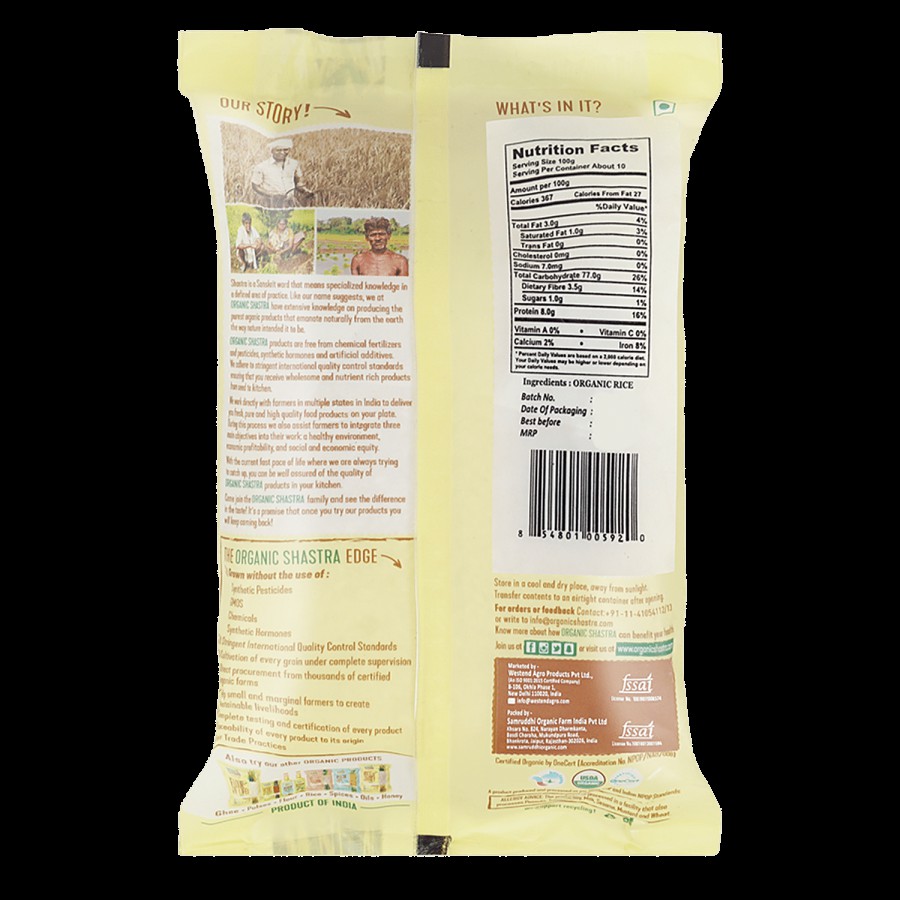 Organic Shastra Sona Masoori White Rice