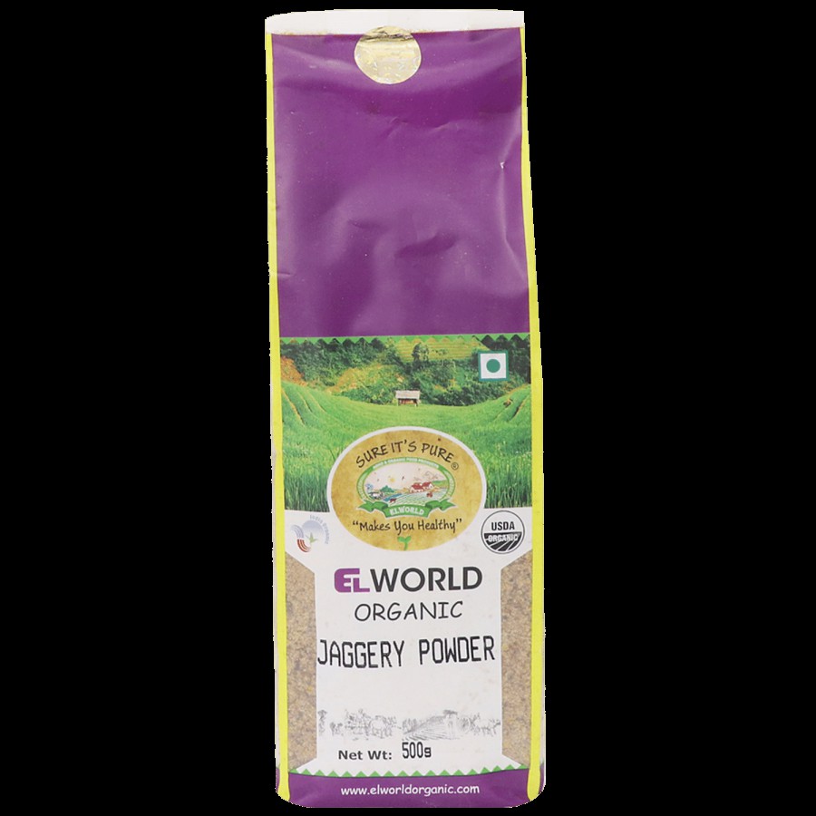 Elworld Organic Jaggery Powder - Rich In Fibre