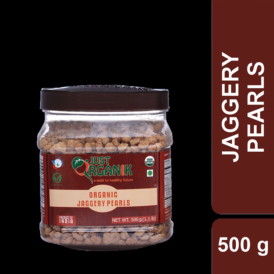 Just Organik Organic Jaggery Pearls - Perfect Sweet Snack