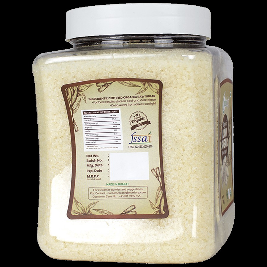 Nutriorg Organic Raw Sugar/Khand Sugar - Pure & Natural