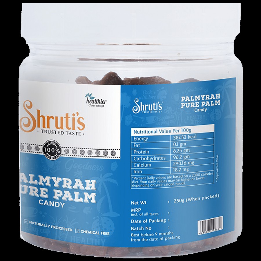 Shruti's SHRUTI'S PALMYRAH PURE PALM CANDY 250 GM JAR - Naturally Proce 250 g Jar