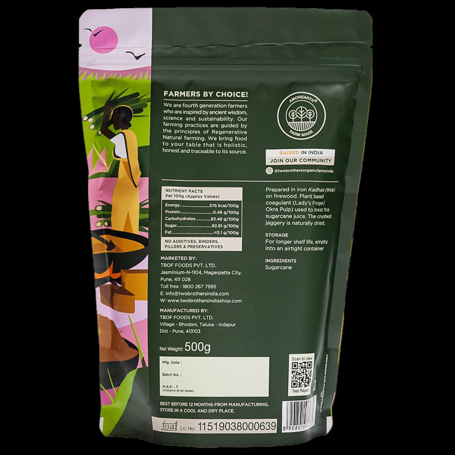 Two Brothers Organic Farms Jaggery Powder - Handmade & Naturally Dried