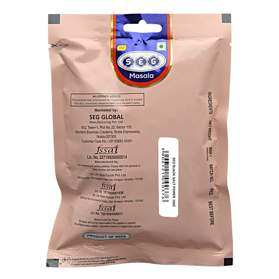 Seg Kala Namak/Black Salt Powder - 100% Natural & Pure