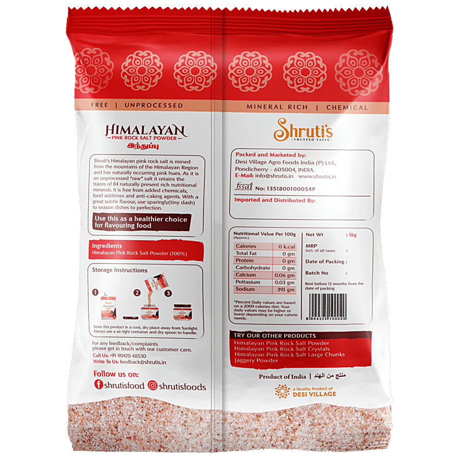 Shruti's Himalayan Pink Rock Salt Powder - 100% Natural