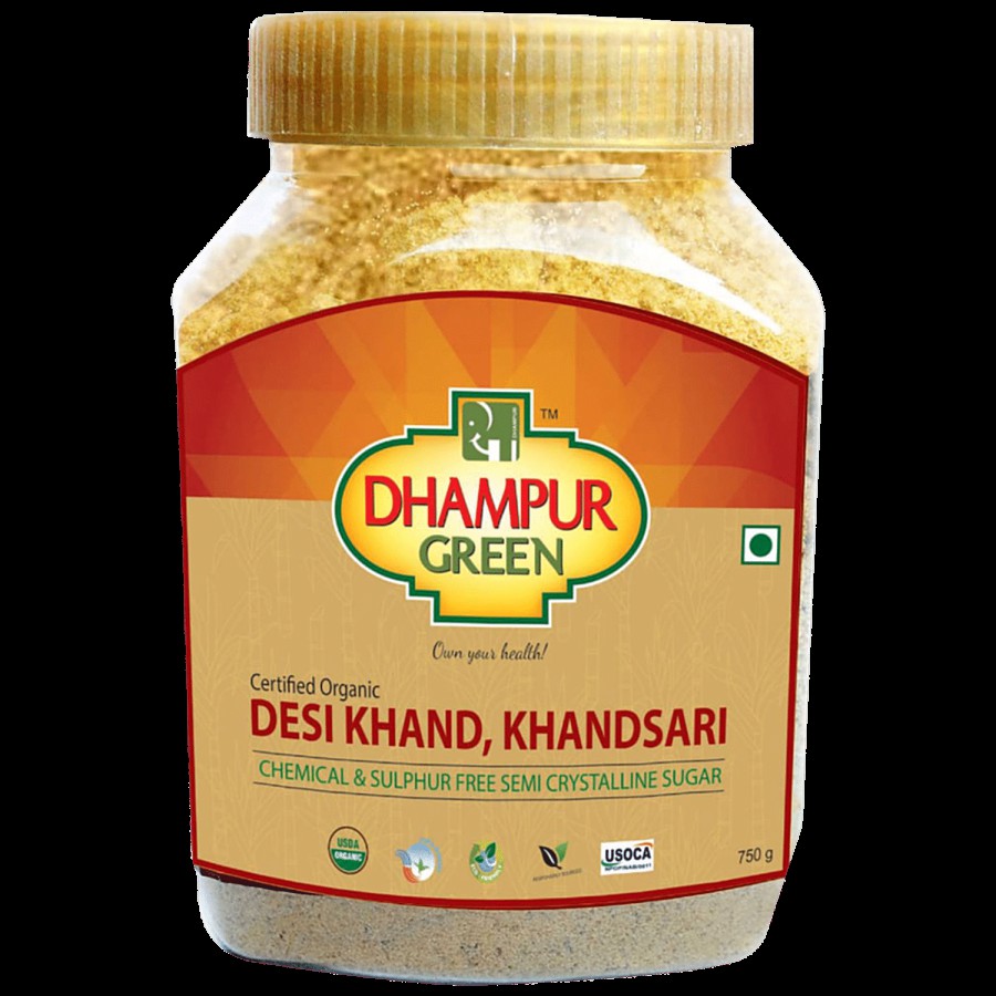 Dhampur Green Desi Khand Khandsari Semi Crystalline Sugar - Chemical & Sulphur Free