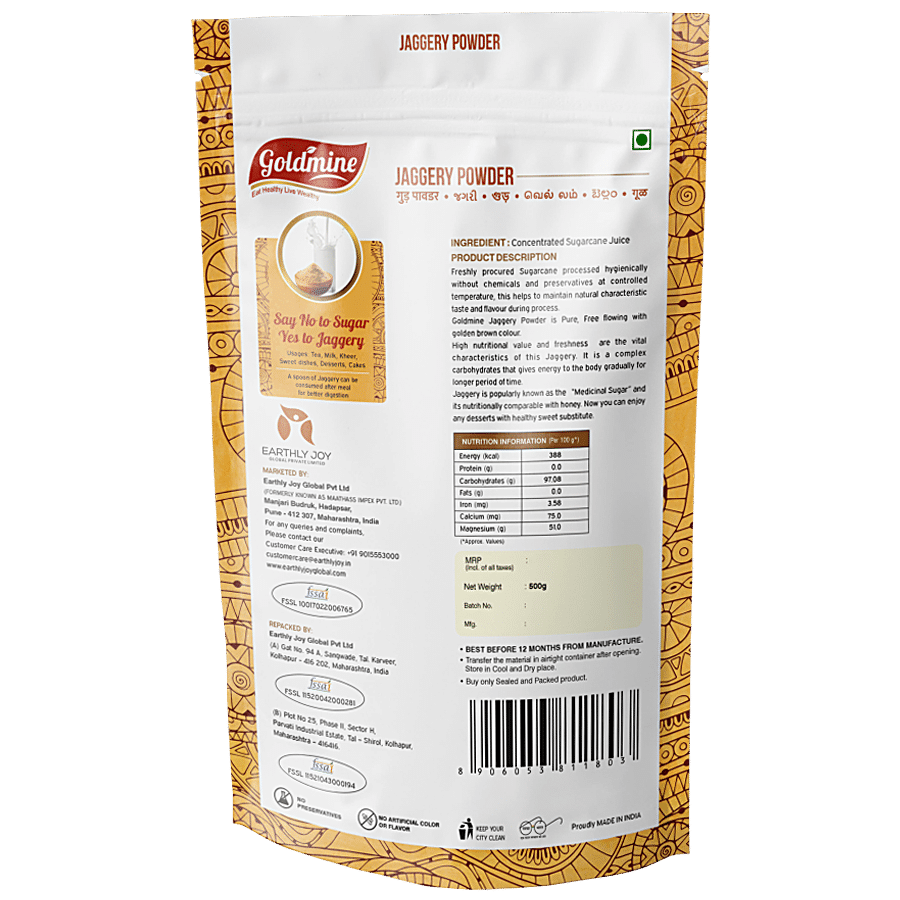 GOLDMINE Jaggery Powder - Natural Sweetener & Healthy Sugar Substitute