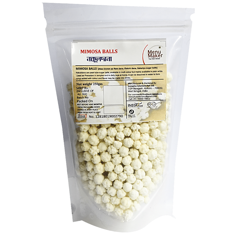 Menu Maker Nakuldana/Mimosa Balls - Plain White