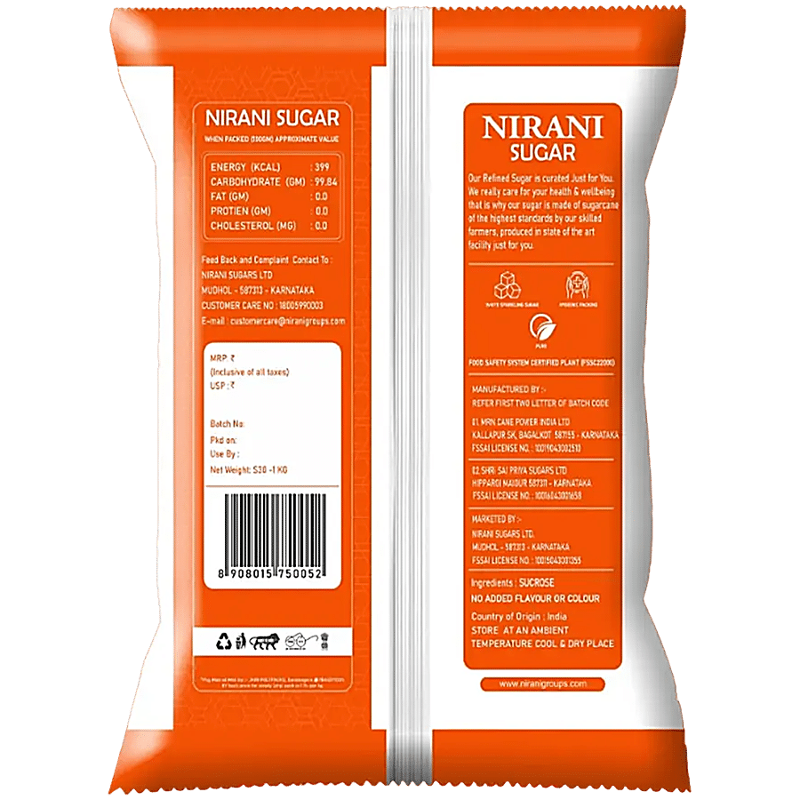 Mrn Nirani Sugars Sugar Sulphur Free - Double Refined