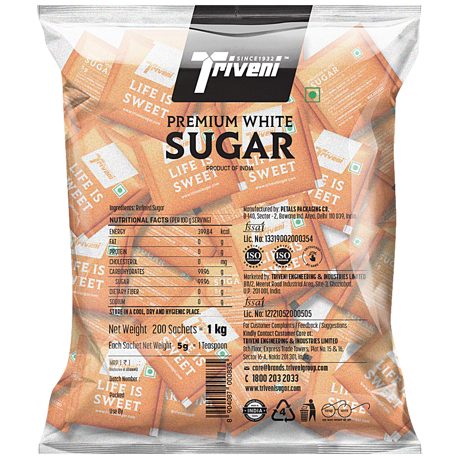 Triveni Triveni Premium White Sugar Packets (200 Sachets)