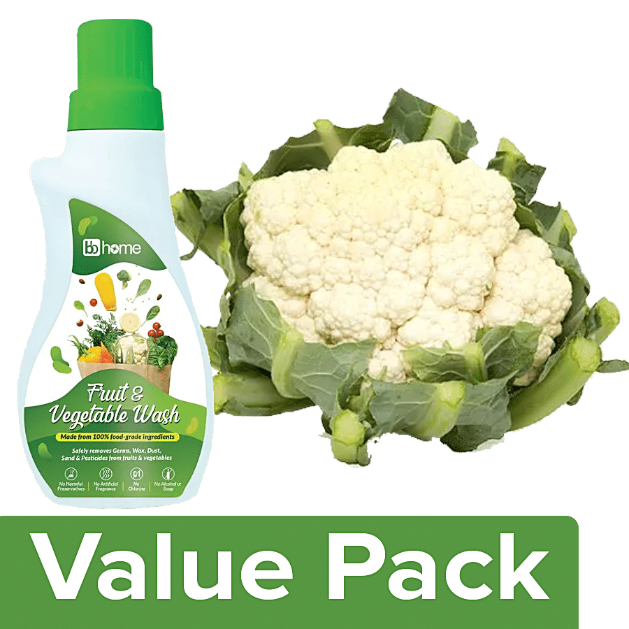 bb Combo Fresho Cauliflower 1pc (approx 400 to 600g)+BB Home Vegetable & Fruit Wash 500ml