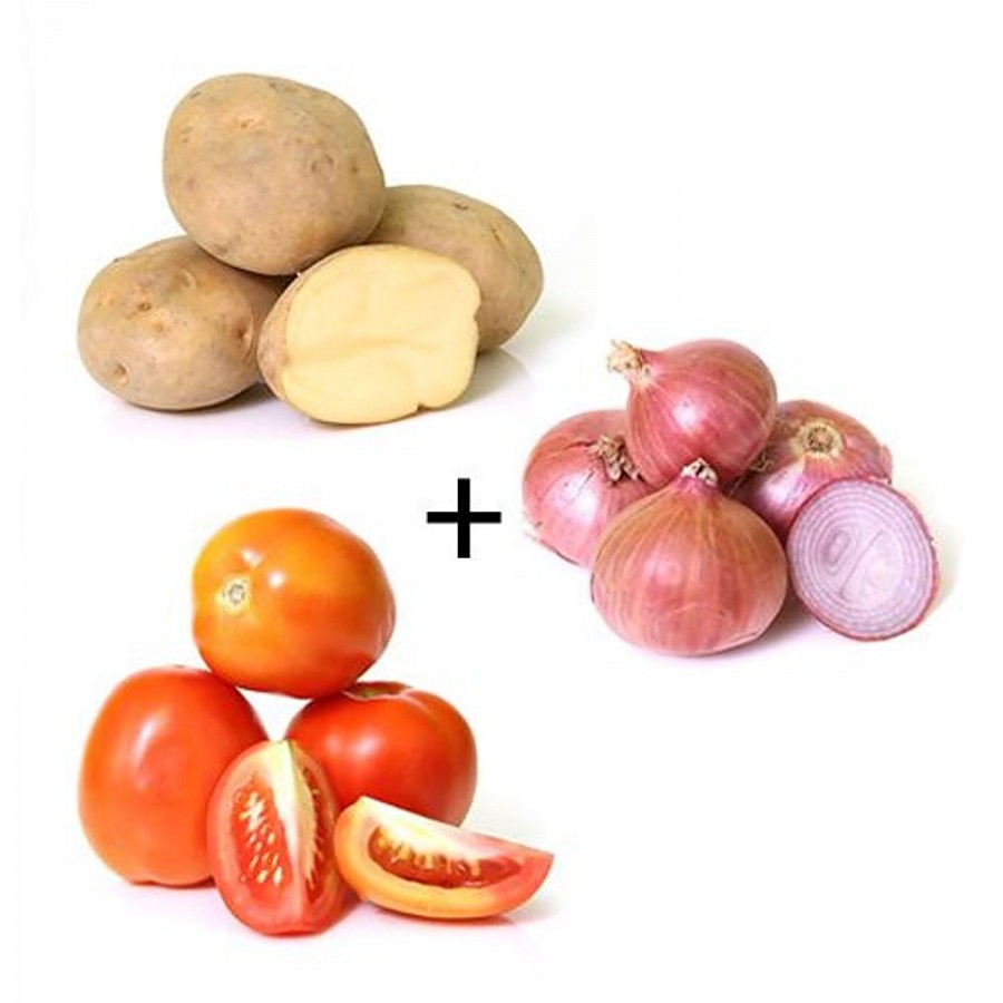 fresho! POT Combo - Potato 1 kg + Onion 2 kg + Tomato 1 kg