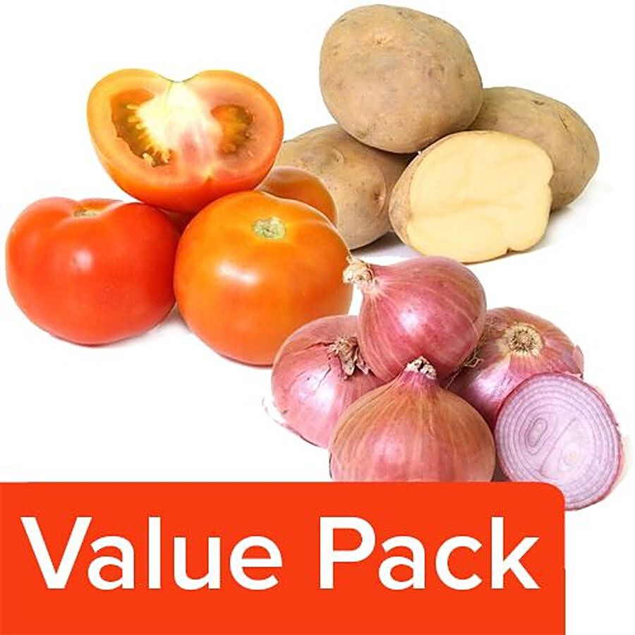 fresho! Tomato - Hybrid 1kg + Onion 1kg + Potato 1kg (Organically Grown)