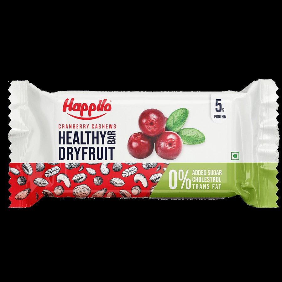 Happilo Cranberry Cashews Healthy Dryfruit Bar