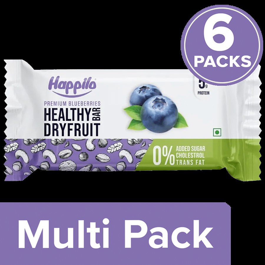 Happilo Premium Blueberries Healthy Dry Fruit Bar - Rich In Protein