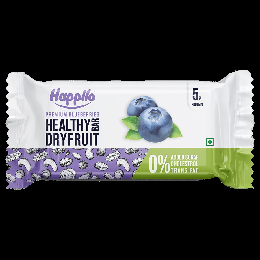 Happilo Premium Blueberries Healthy Dryfruit Bar