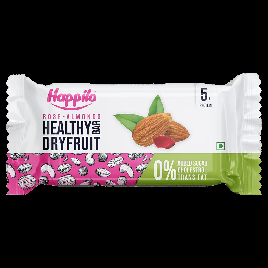 Happilo Rose-Almonds Healthy Dryfruit Bar