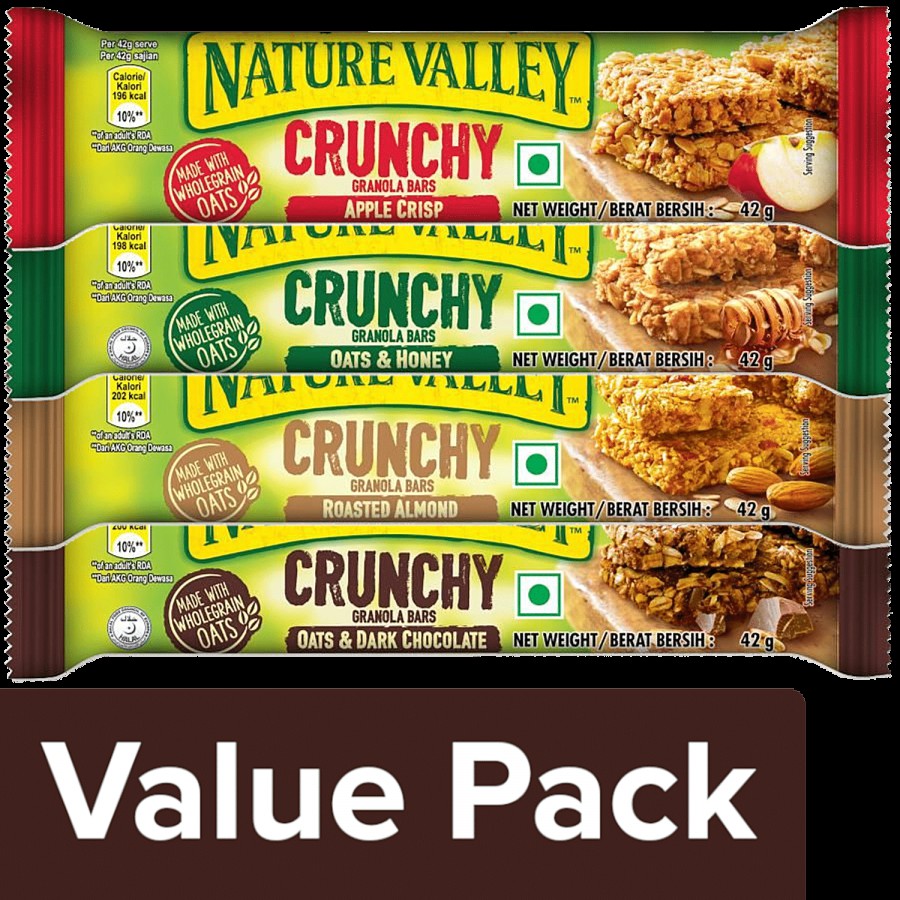 Nature Valley Granola Bars-Apple Crisp + Oats & Chocolate + Oats & Honey + Almond (42 g Each)