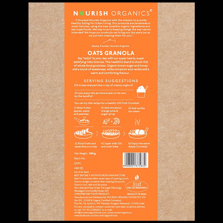 Nourish Organics Oats Granola - Rich In Protein & Fibre