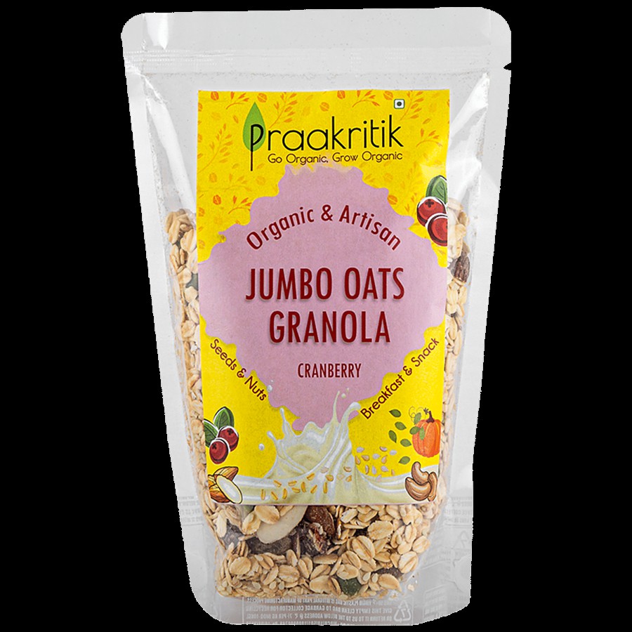 Praakritik Organic & Artisan Jumbo Oats Granola - With High Protein & Fibre