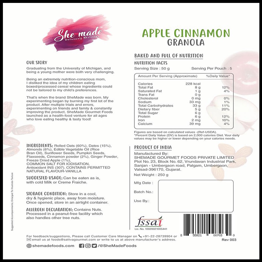 She made Apple Cinnamon Granola - Gluten & Dairy Free