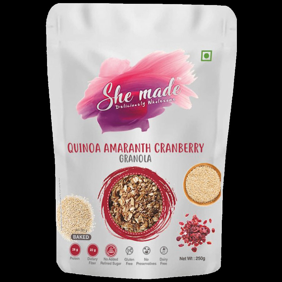 She made Quinoa Amaranth Cranberry Granola - Gluten & Dairy Free