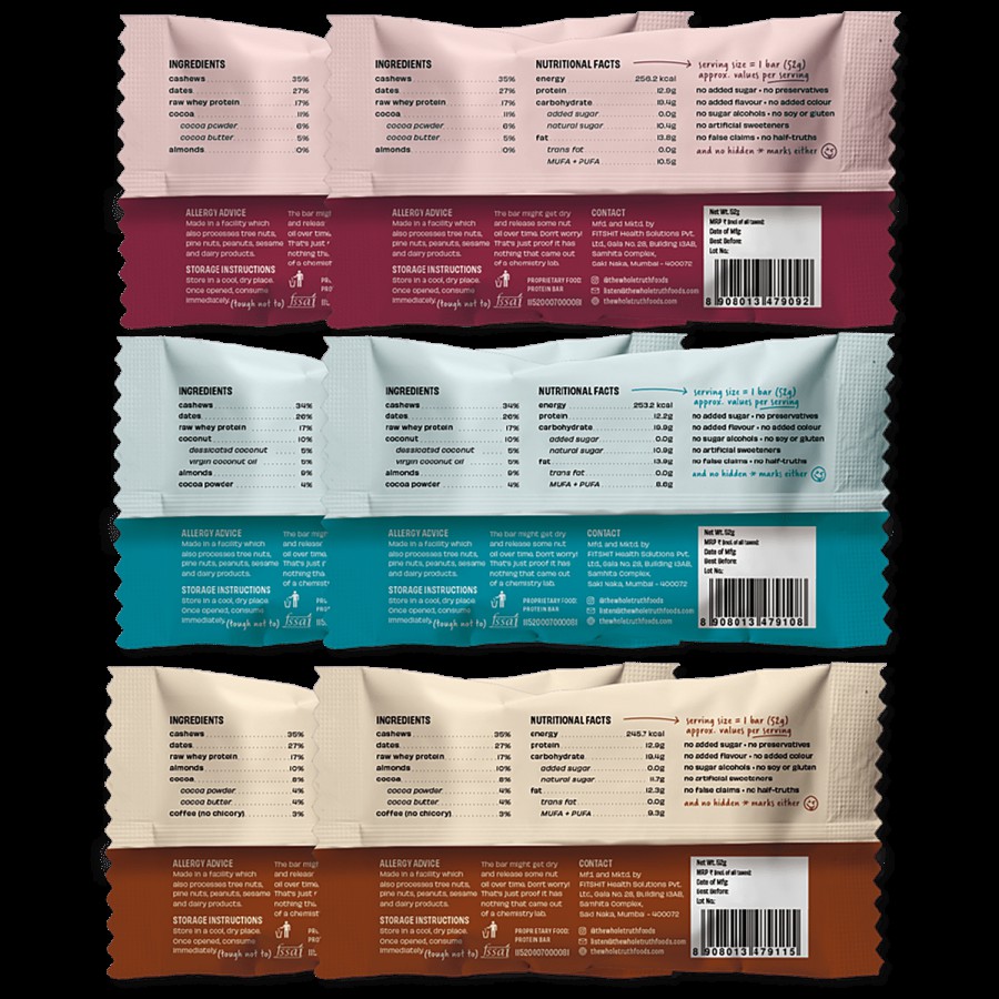 The Whole Truth Protein Bars  - Choco Variety