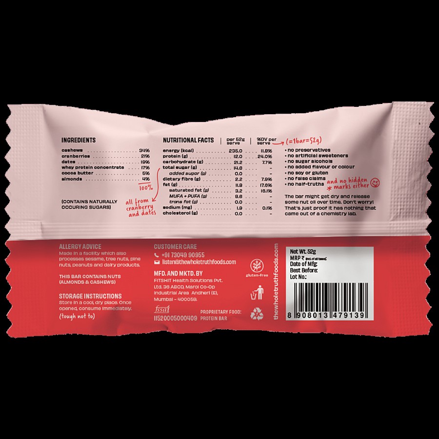 The Whole Truth Protein Bars - Cranberry