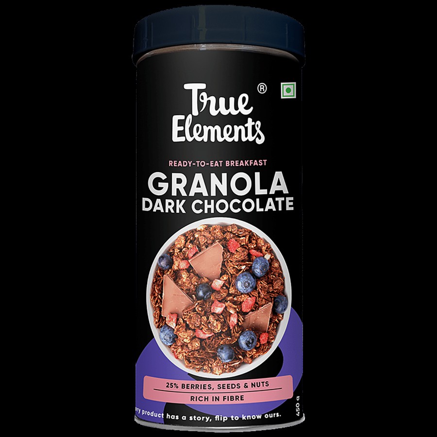 True Elements Baked Granola - Almonds & Dark Chocolate - Rich In Antioxidant