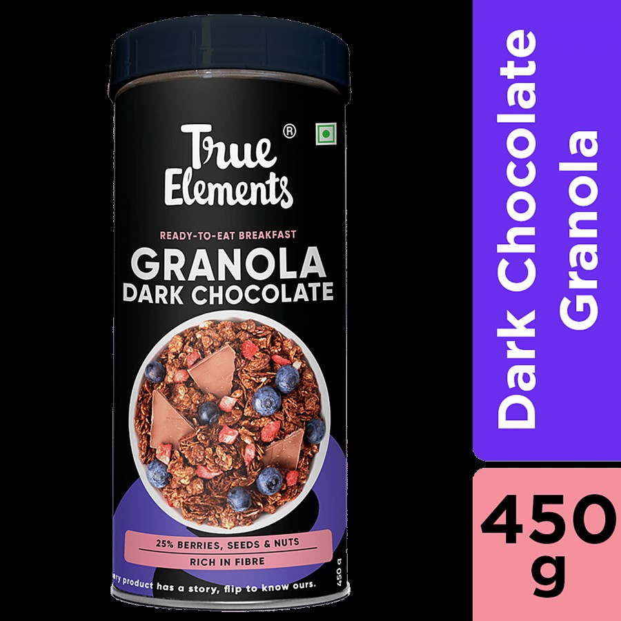 True Elements Baked Granola - Almonds & Dark Chocolate - Rich In Antioxidant