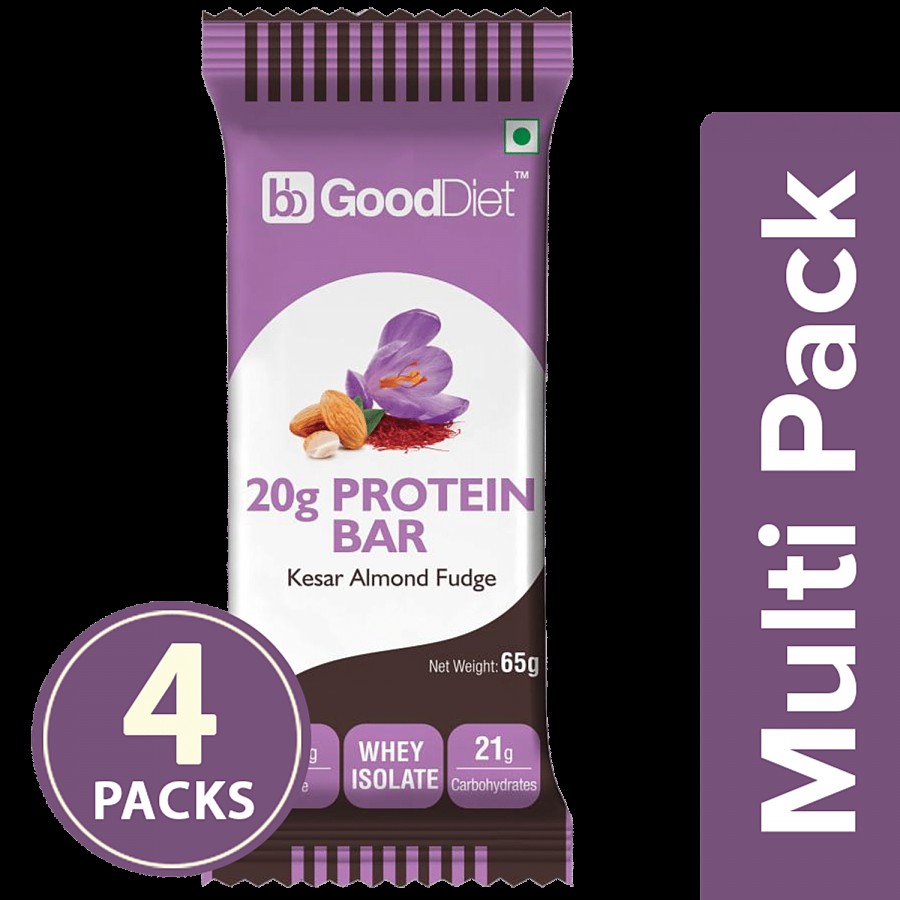 bb Gooddiet 20g Whey Protein Bar - Kesar Almond Fudge