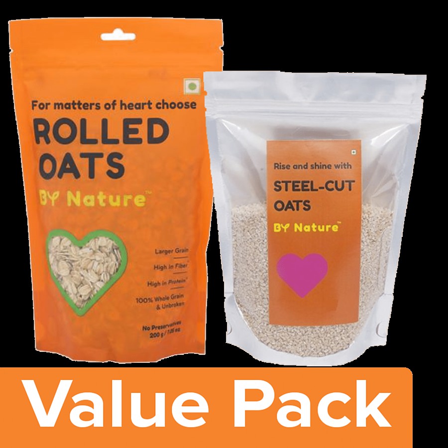 By Nature Oats - Rolled 200 g + Oats - Steel Cut 200 g