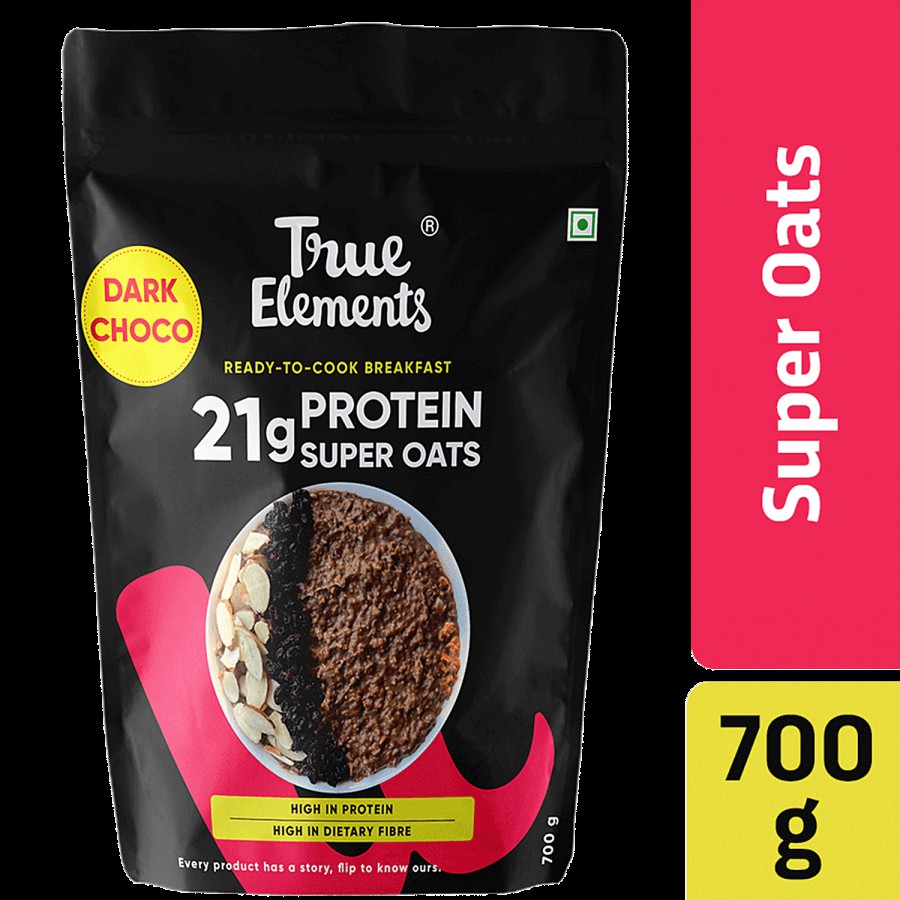 True Elements Dark Choco Super Oats - With 21g Plant Protein