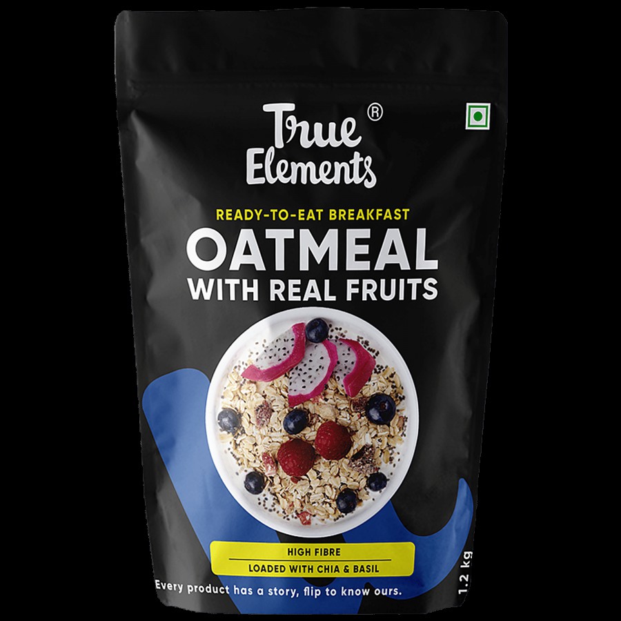 True Elements Whole Oatmeal With Chia & Real Fruits - High In Protein & Fibre