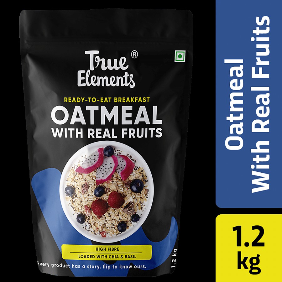 True Elements Whole Oatmeal With Chia & Real Fruits - High In Protein & Fibre