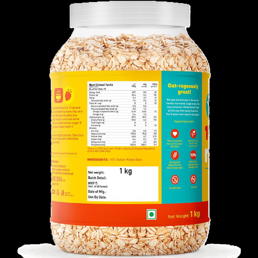 Yoga Bar 100% Rolled Oats - High In Fibre