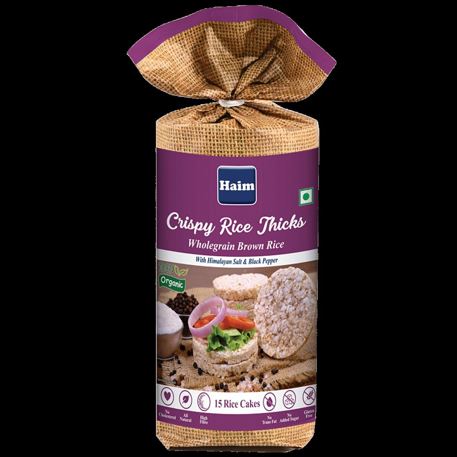 Haim Crispy Rice Thicks - Wholegrain Brown Rice Cake With Himalayan Salt & Black Pepper