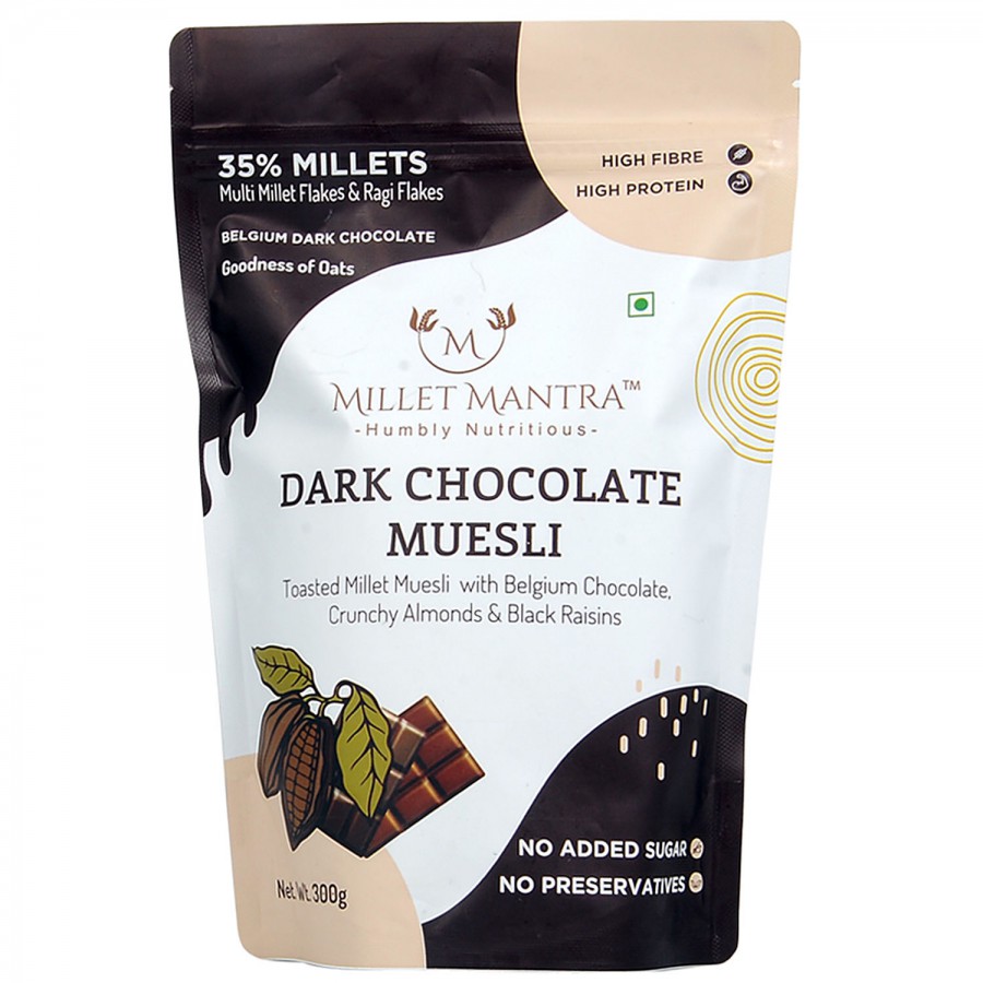 Millet Mantra Millet Muesli - Dark chocolate with Crunchy Almonds & Black Raisins