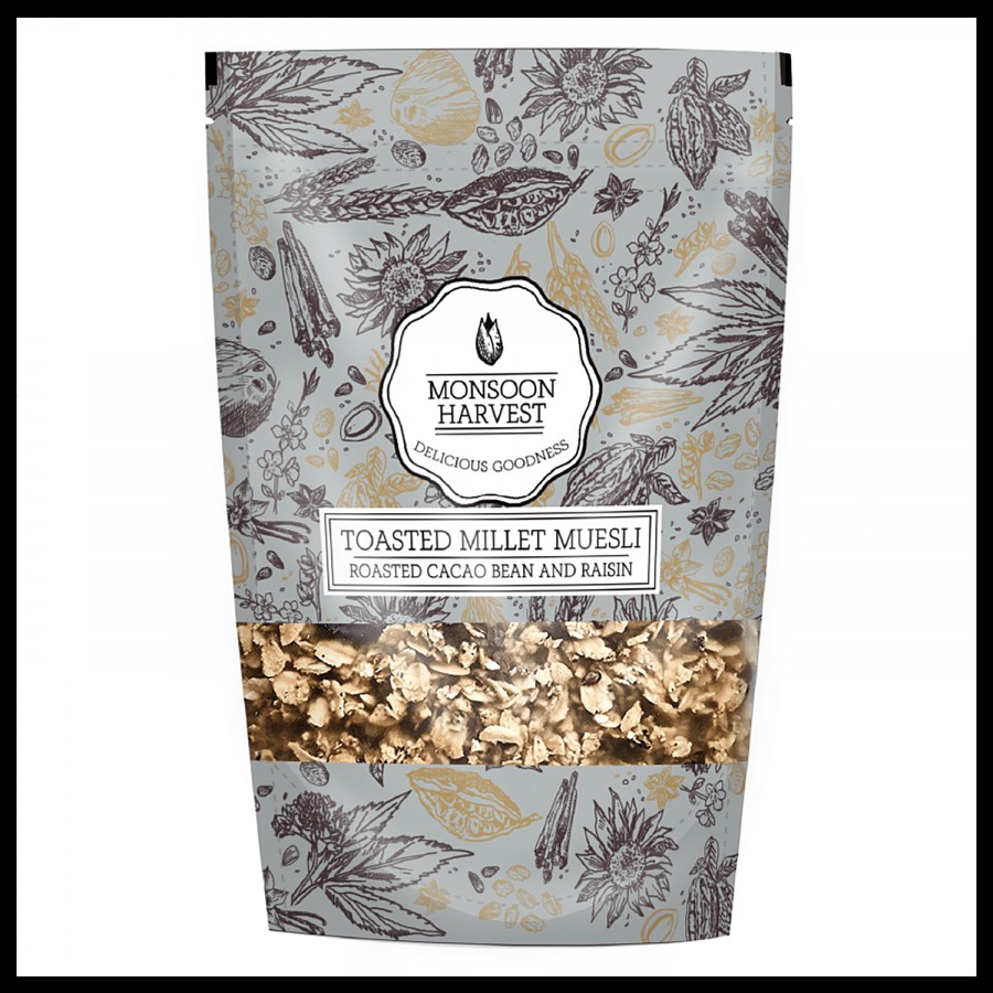 Monsoon Harvest Toasted Millet Muesli - Roasted Cacao Bean & Raisin