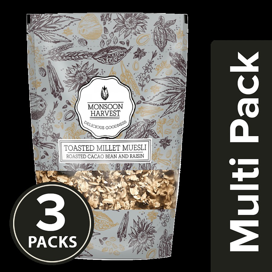 Monsoon Harvest Toasted Millet Muesli - Roasted Cacao Bean & Raisin