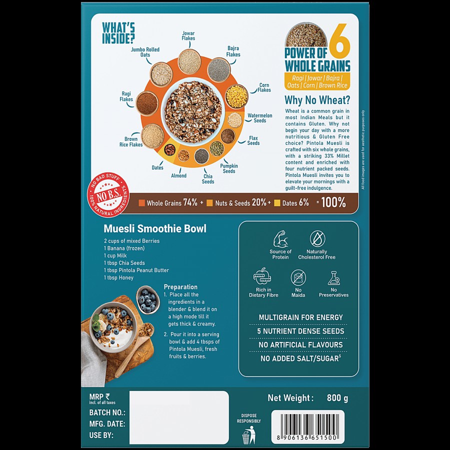 Pintola Whole Grain & Seeds Muesli - With 33% Millet