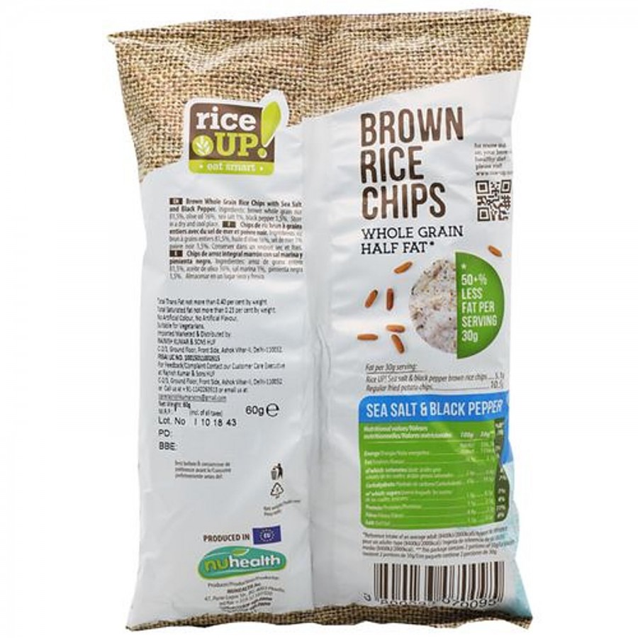 Riceup Brown Rice Chips - Sea Salt & Black Pepper