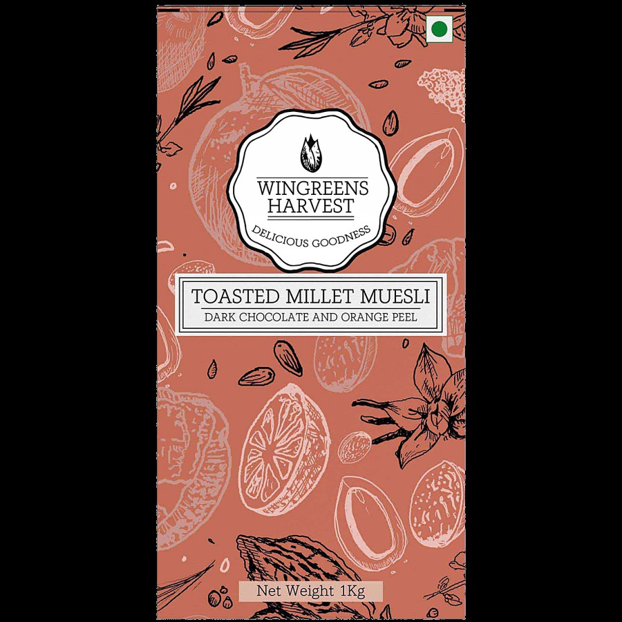 Wingreens Harvest Toasted Millet Muesli Dark Chocolate & Orange Peel