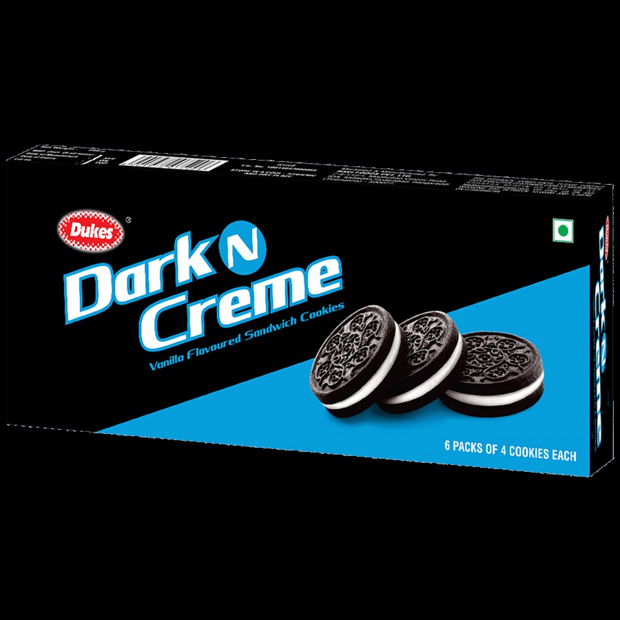 Dukes  Dark N Creme Vanilla Flavoured Sandwich Cookies - Crunchy