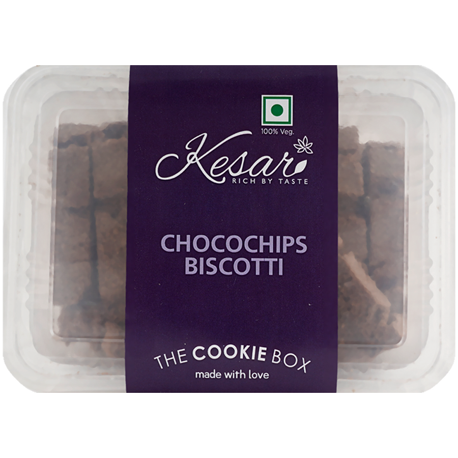 Kesar Choco Chips Biscotti - Ready To Eat