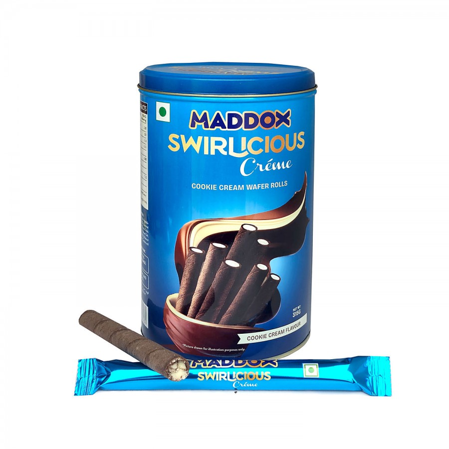 Maddox Swirlicious Creme Cookie Cream Wafer Rolls - Mini