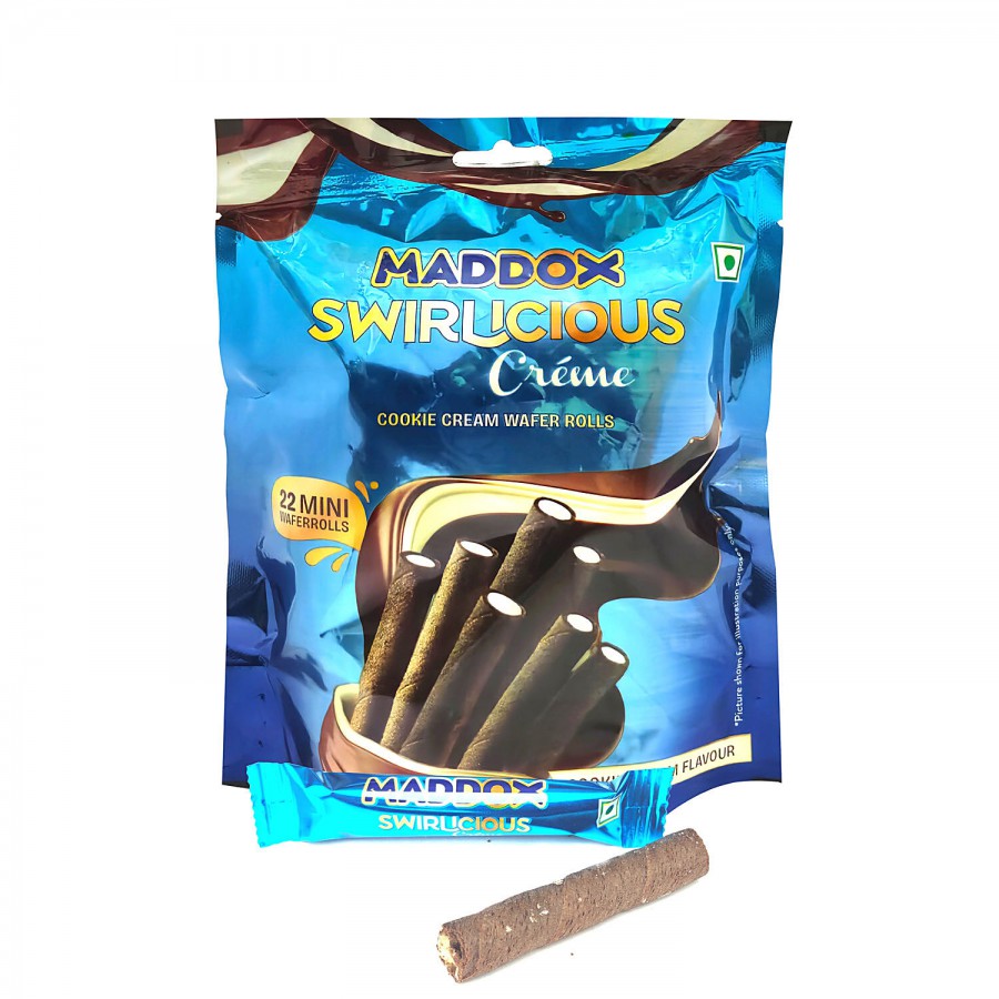 Maddox Swirlicious Creme Cookie Cream Wafer Rolls - Mini